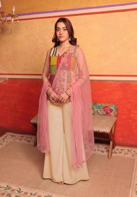 Multicolor Jacquard Brocade Fusion Set