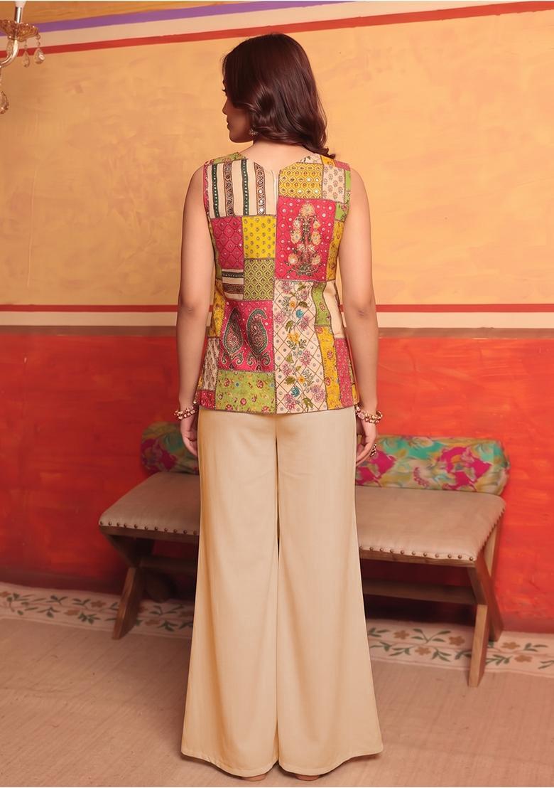Multicolor Jacquard Brocade Fusion Set - Indya