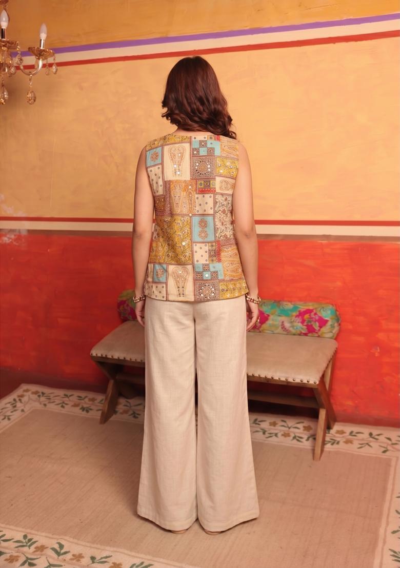 Multicolor Jacquard Brocade Fusion Set - Indya