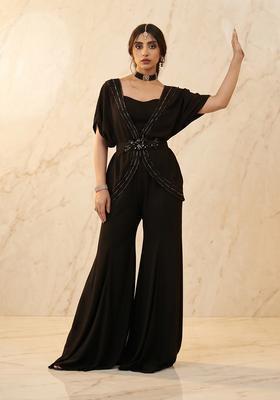 Black Embroidered Handwork Fusion Set