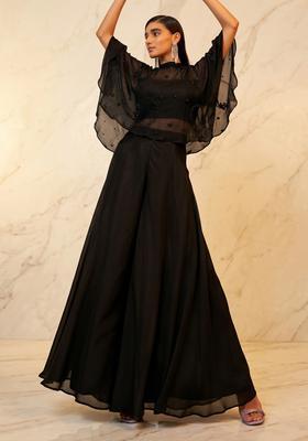 Black Embroidered Handwork Lehenga Set