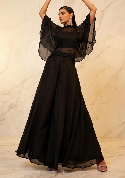 Black Embroidered Handwork Lehenga Set
