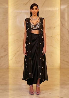 Black Embroidered Handwork Fusion Set