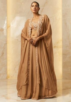 Beige Embroidered Handwork Lehenga Set
