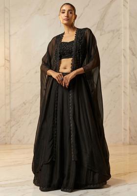 Black Embroidered Handwork Lehenga Set