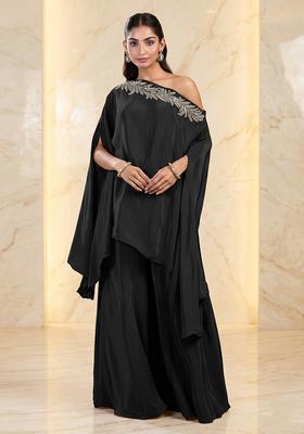 Black Embroidered Handwork Fusion Set