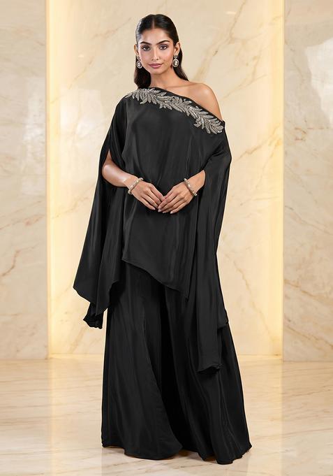 Black Embroidered Handwork Fusion Set