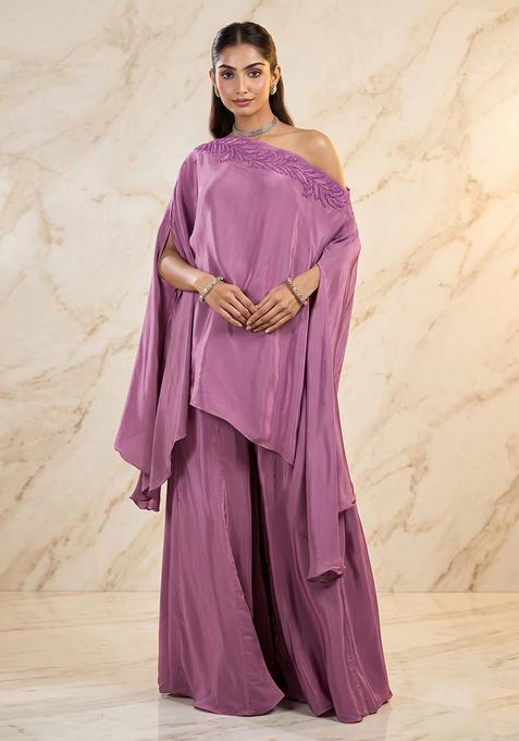 Lavender Embroidered Handwork Fusion Set