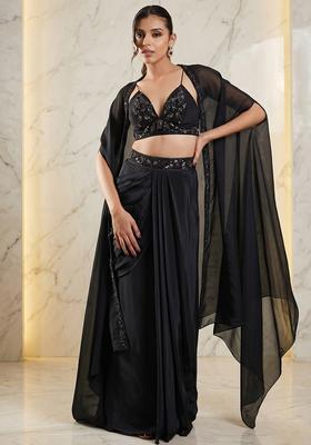 Black Embroidered Handwork Fusion Set