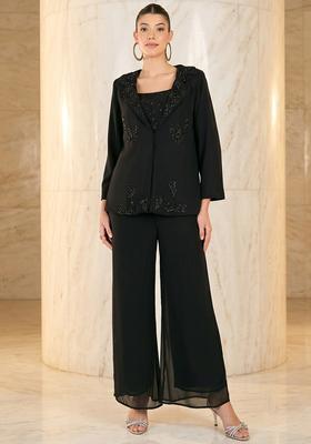 Black Embroidered Handwork Fusion Set