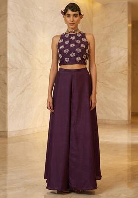 Wine Embroidered Handwork Fusion Set