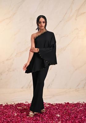 Black Embroidered Handwork Fusion Set