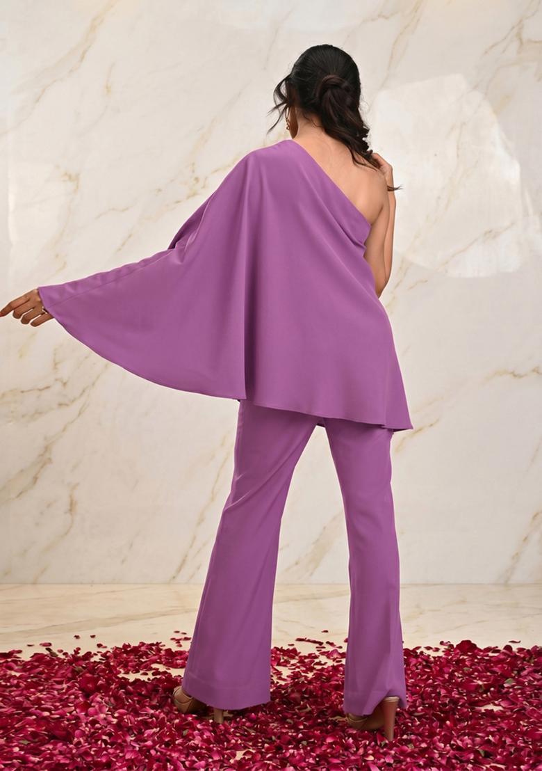Orchid Embroidered Handwork Fusion Set - Indya