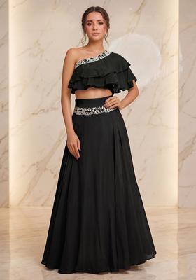 Black Embroidered Handwork Fusion Set