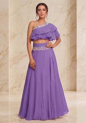 Purple Embroidered Handwork Lehenga Set