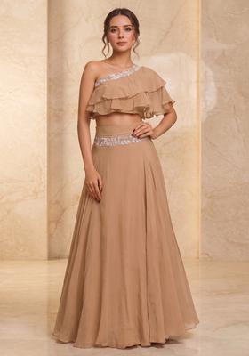 Beige Embroidered Handwork Lehenga Set
