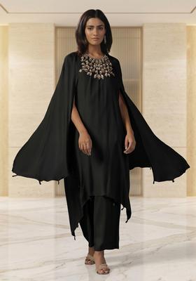 Black Embroidered Handwork Fusion Set
