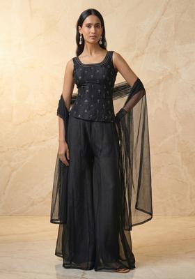 Black Embroidered Handwork Lehenga Set