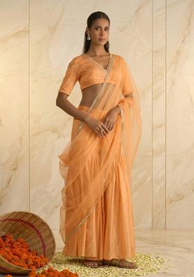 Peach Embroidered Handwork Lehenga Set