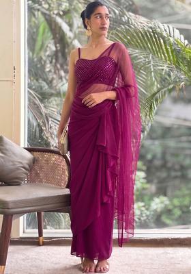 Rani Pink Sequin Work Poly Blend Fusion Set