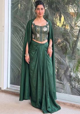 Bottle Green Embroidered Tissue Fusion Set
