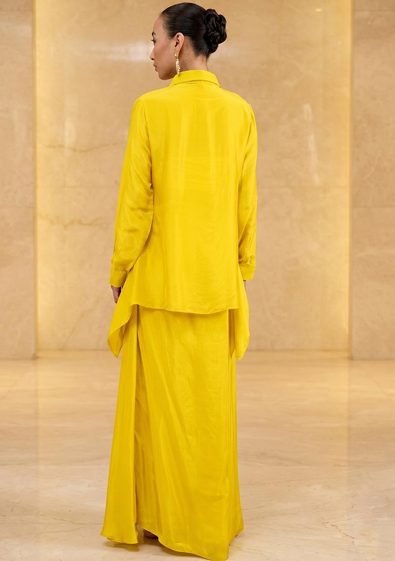 Mustard Handwork Fusion Set - Indya