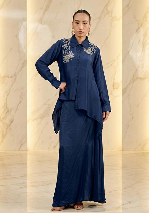 Navy Blue Handwork Fusion Set