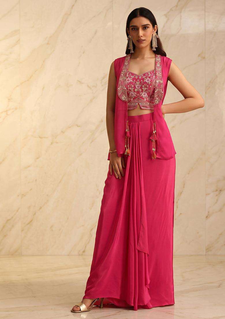 Rani Pink Handwork Fusion Set - Indya