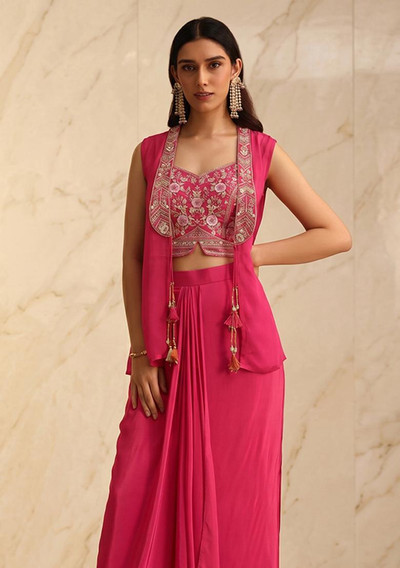 Rani Pink Handwork Fusion Set - Indya