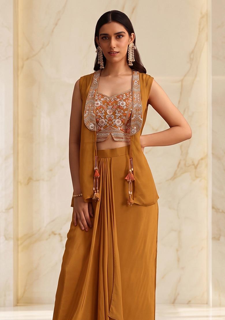 Mustard Handwork Fusion Set - Indya
