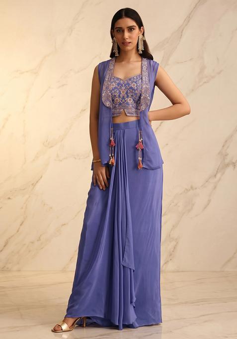 Periwinkle Blue Handwork Fusion Set