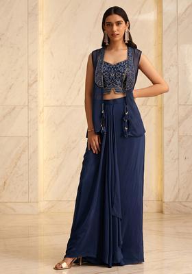 Navy Blue Handwork Fusion Set