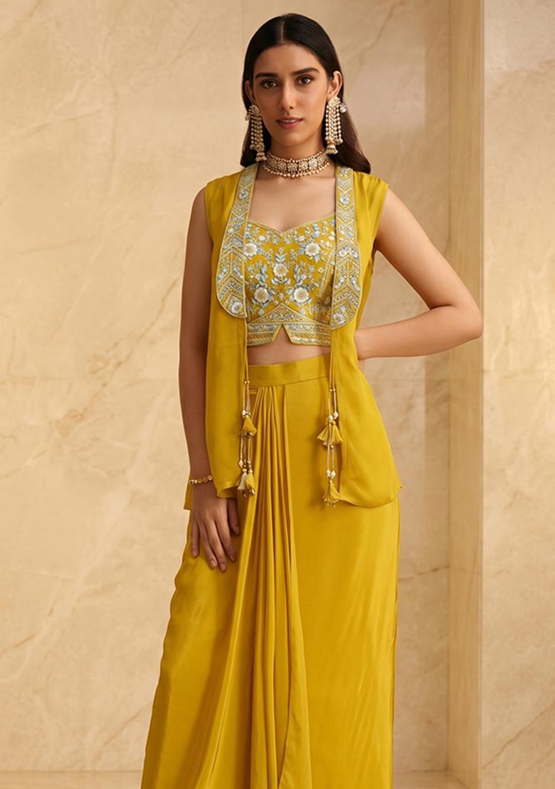 Mustard Handwork Fusion Set - Indya