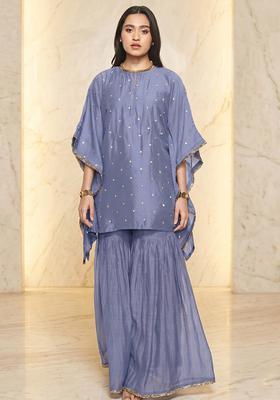 Dusty Lavender Handwork Sharara Set