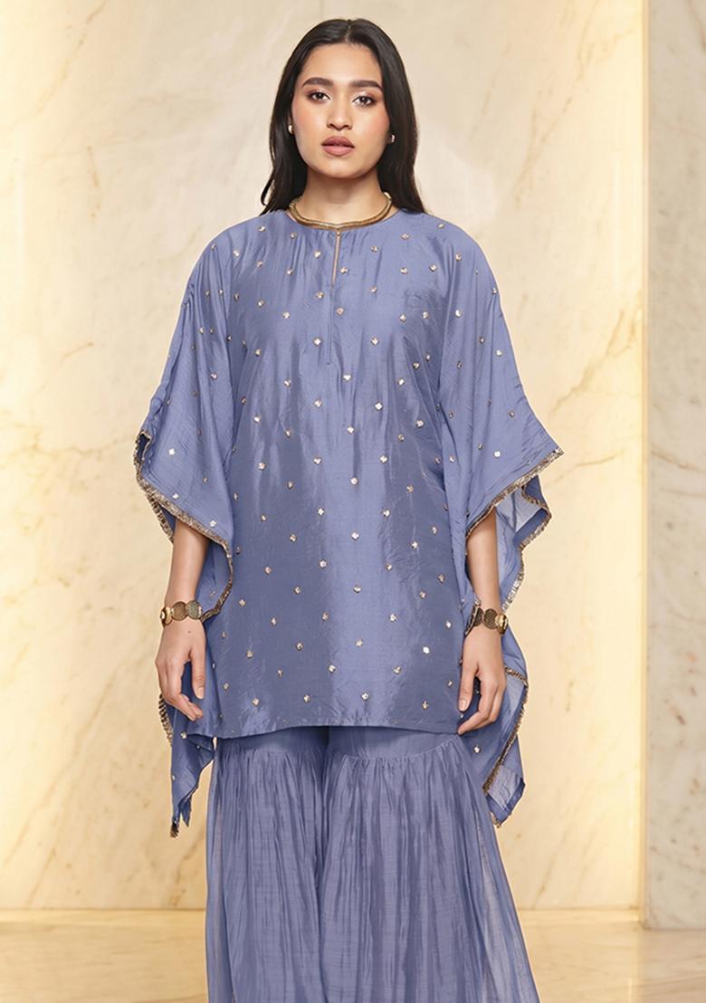 Dusty Lavender Handwork Sharara Set - Indya