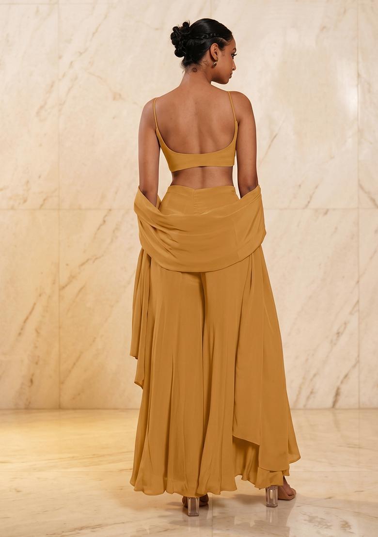 Mustard Handwork Fusion Set - Indya