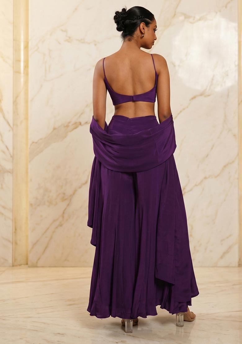 Purple Handwork Fusion Set - Indya