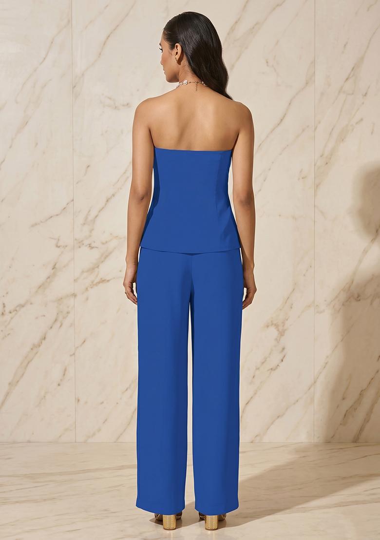 Royal Blue Handwork Fusion Set - Indya