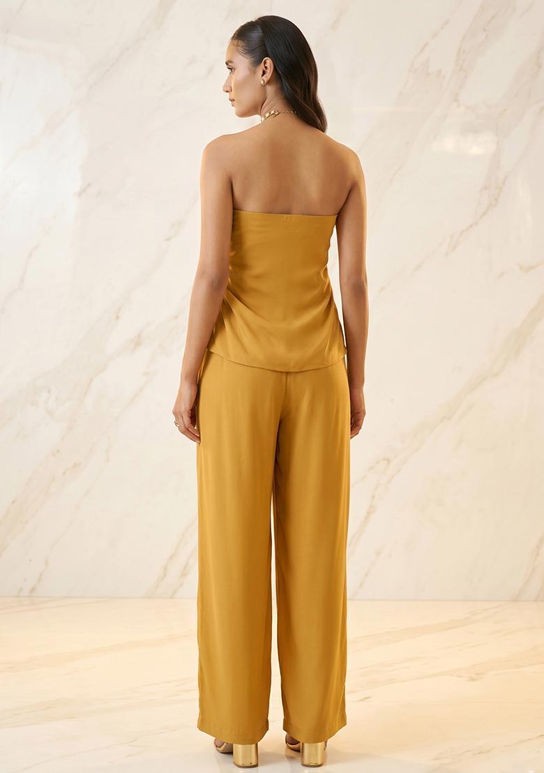 Mustard Handwork Fusion Set - Indya