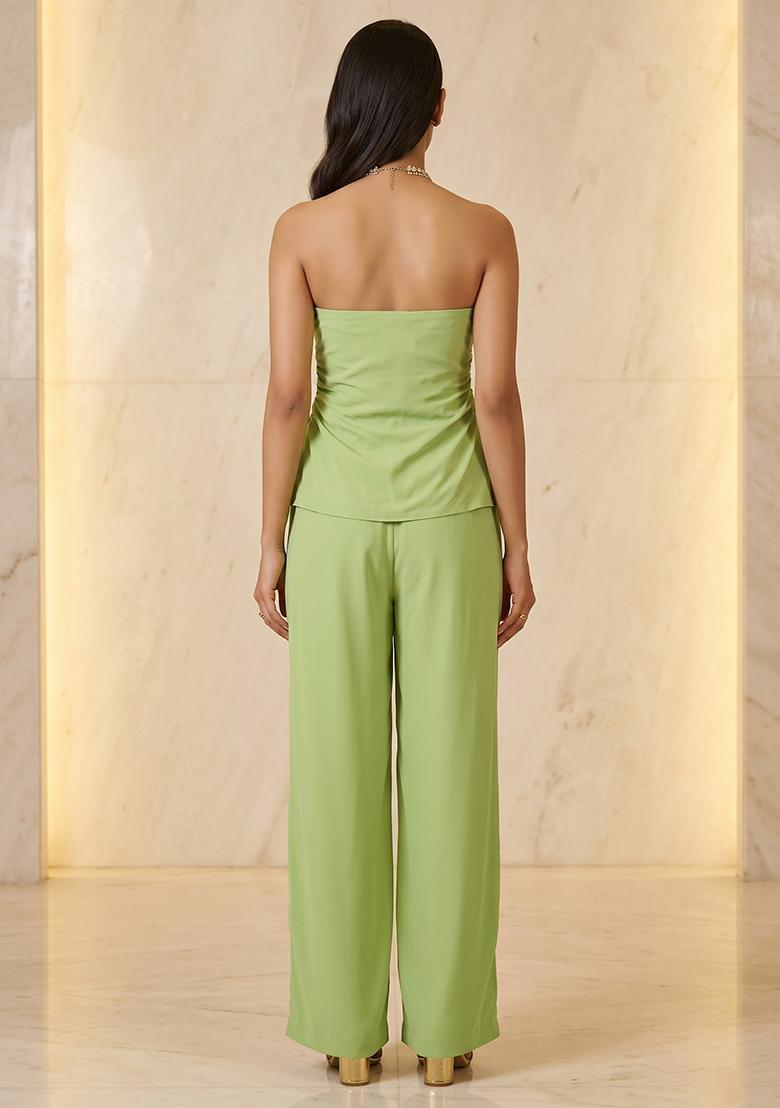 Mint Green Handwork Fusion Set - Indya