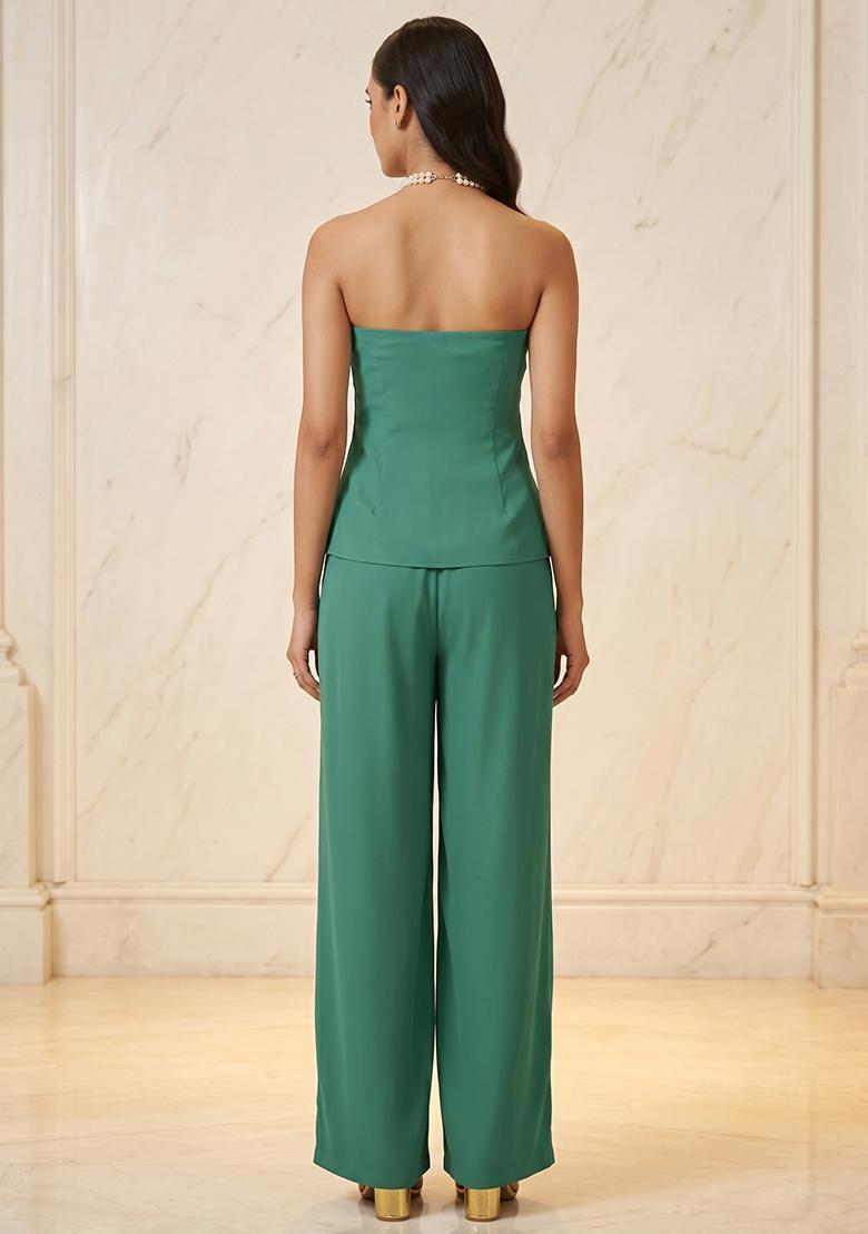 Emerald Green Handwork Fusion Set - Indya