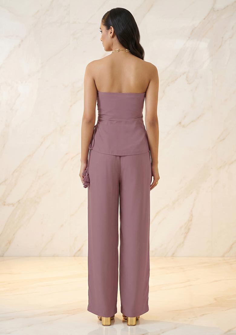 Mauve Handwork Fusion Set - Indya