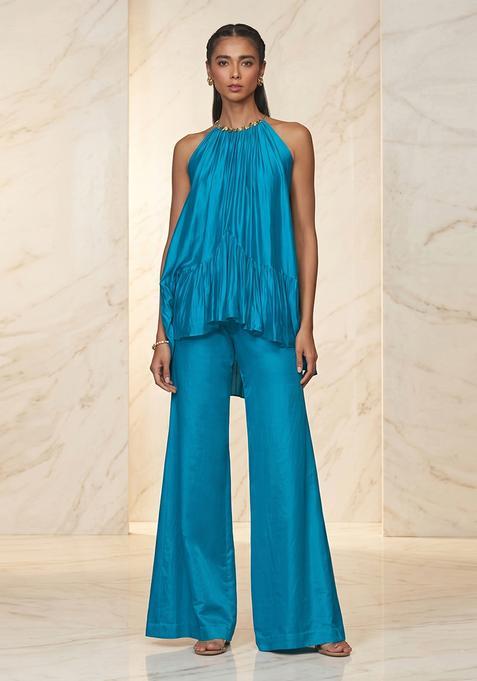 Teal Blue Handwork Fusion Set