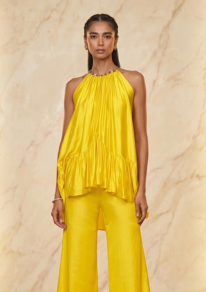 Mustard Handwork Fusion Set - Indya