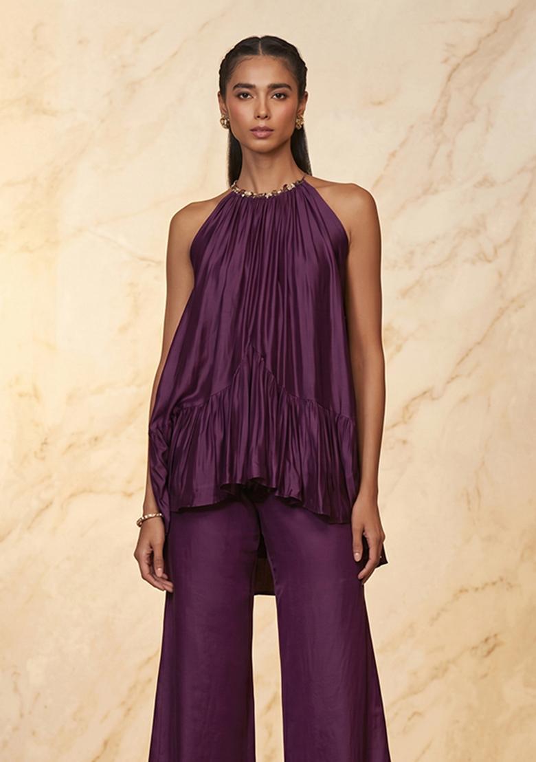 Deep Purple Handwork Fusion Set - Indya