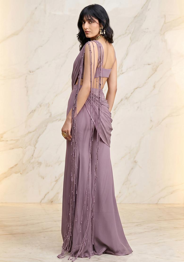 Mauve Handwork Fusion Set - Indya
