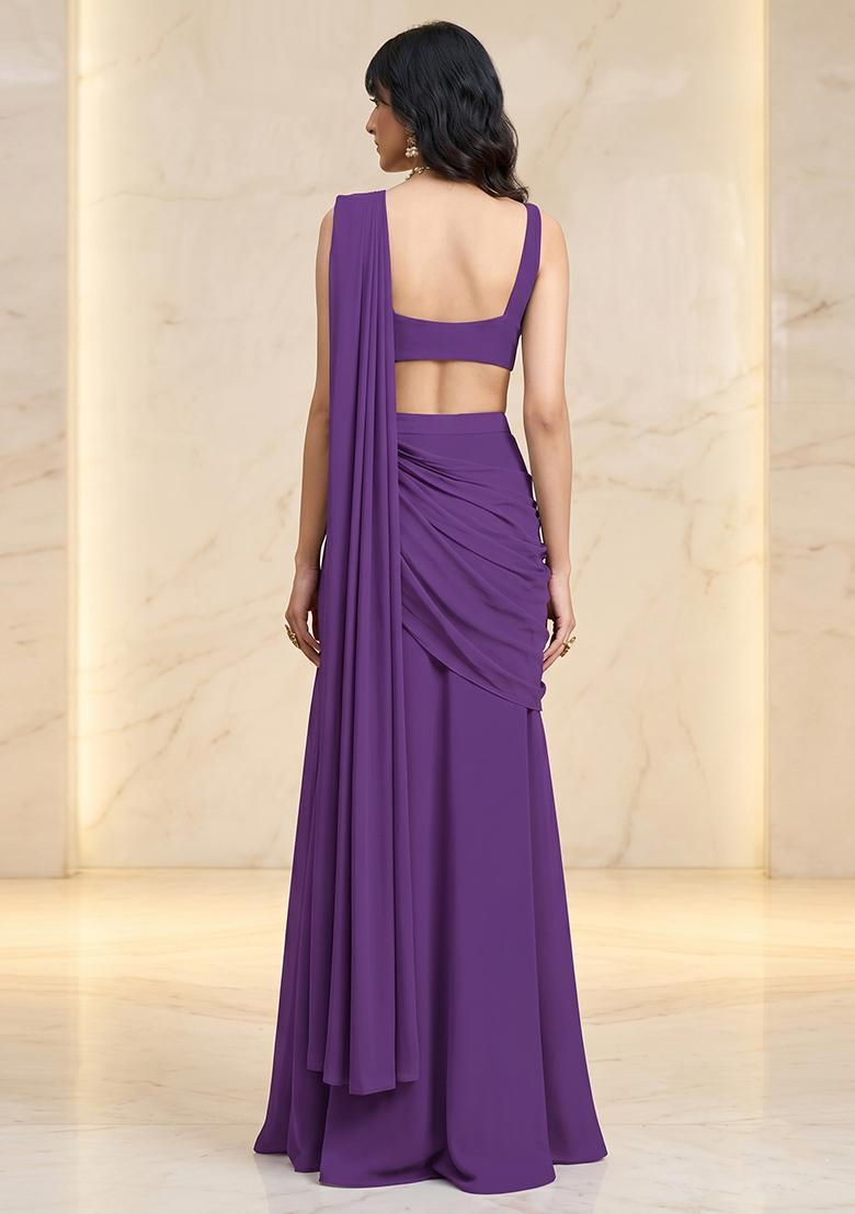 Purple Handwork Fusion Set - Indya