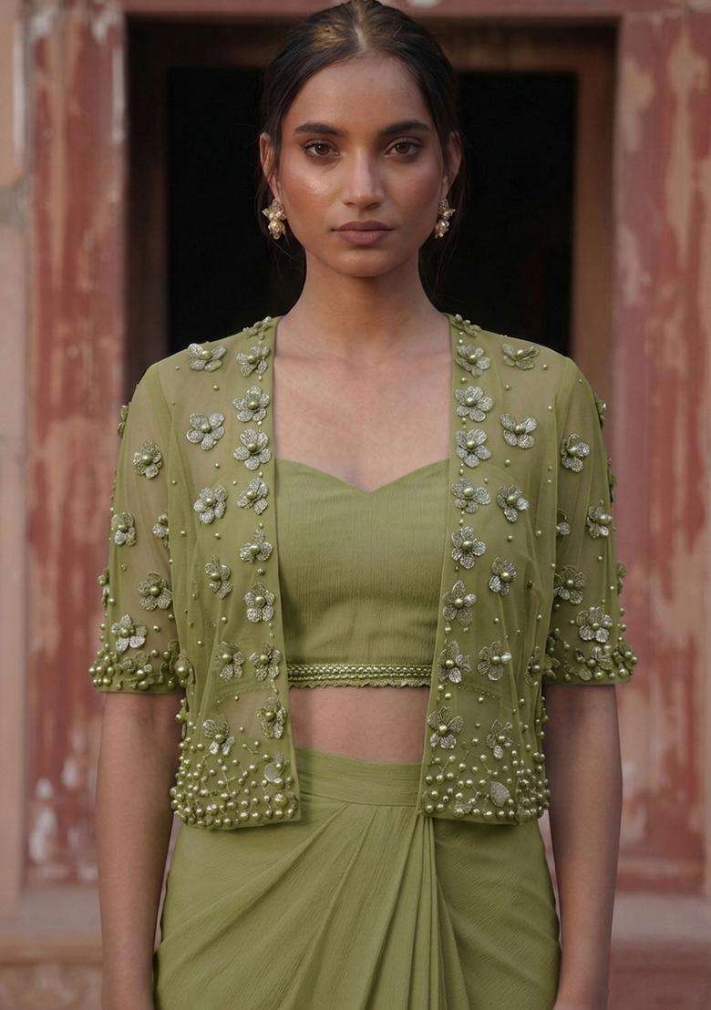 Olive Handwork Fusion Set - Indya