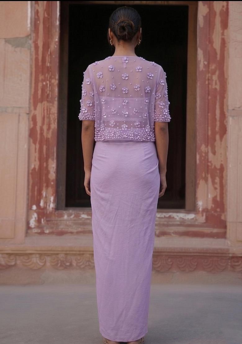 Light Purple Handwork Fusion Set - Indya
