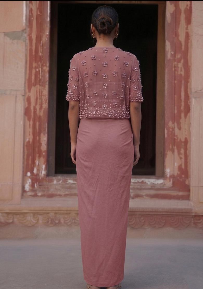 Mauve Handwork Fusion Set - Indya